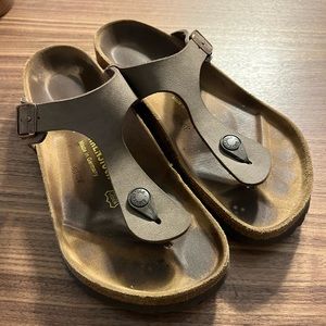 Birkenstock Gizeh Thong Birkibuc Sandals Mocha 38